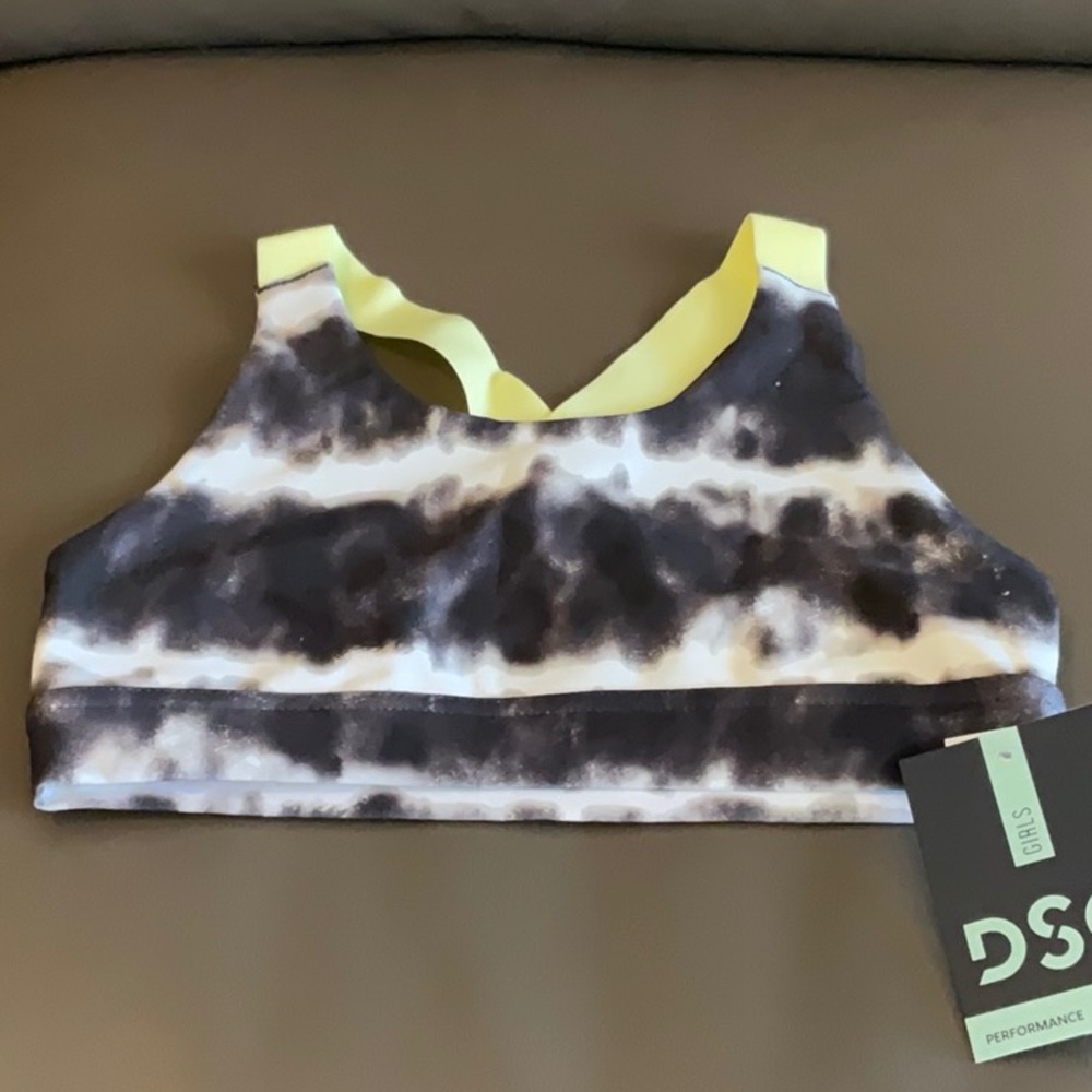 DSG Girls' Printed Core Performance Bra Stripe Dye Black - Picture 2 of 6